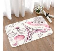LMaFCaIGU Tapis de Porte Paillasson Interieur et Extérieur Antidérapant Absorbant,Motif sans Couture de Paris avec Tour Eiffel, vélo et montgolfière,40x60cm