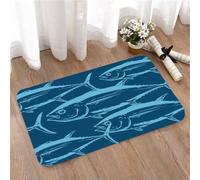 LMaFCaIGU Tapis de Porte Paillasson Interieur et Extérieur Antidérapant Absorbant,Motif sans Couture de Thon sur Fond Bleu océan,40x60cm
