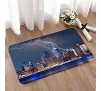 LMaFCaIGU Tapis de Porte Paillasson Interieur et Extérieur Antidérapant Absorbant,Orage et Tonnerre Nocturnes à New York Une Vue apocalyptique et Dramatique,40x60cm