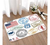 LMaFCaIGU Tapis de Porte Paillasson Interieur et Extérieur Antidérapant Absorbant,Pack d'autocollants rétro des Villes américaines New York, Las Vegas, Hawaï,40x60cm