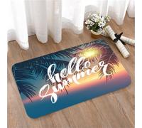 LMaFCaIGU Tapis de Porte Paillasson Interieur et Extérieur Antidérapant Absorbant,Palmiers Bonjour Été Design Tropical Plage Paradis et Soleil Motif Imprimé Palmier Bonjour Été,40x60cm