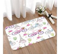 LMaFCaIGU Tapis de Porte Paillasson Interieur et Extérieur Antidérapant Absorbant,Paris à vélo, France, éclairage Public Depuis la Tour Eiffel - Motif vectoriel sans Couture,40x60cm