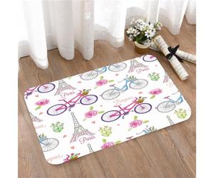 LMaFCaIGU Tapis de Porte Paillasson Interieur et Extérieur Antidérapant Absorbant,Paris à vélo, France, éclairage Public Depuis la Tour Eiffel - Motif vectoriel sans Couture,40x60cm