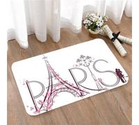 LMaFCaIGU Tapis de Porte Paillasson Interieur et Extérieur Antidérapant Absorbant,Paris Romantique et Fleuri, Tour Eiffel,40x60cm