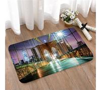 LMaFCaIGU Tapis de Porte Paillasson Interieur et Extérieur Antidérapant Absorbant, Passerelle piétonne déserte du Pont de Brooklyn Avant Le Lever du Soleil,40x60cm