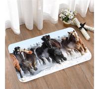 LMaFCaIGU Tapis de Porte Paillasson Interieur et Extérieur Antidérapant Absorbant,Photo d'un Groupe de Chevaux Lourds et puissants chargeant à Travers Un Champ enneigé,40x60cm