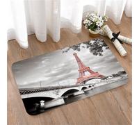 LMaFCaIGU Tapis de Porte Paillasson Interieur et Extérieur Antidérapant Absorbant,Photo Vintage de la Tour Eiffel, Monument emblématique de Paris, avec Les quais de Seine en arrière-Plan,40x60cm
