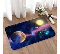 LMaFCaIGU Tapis de Porte Paillasson Interieur et Extérieur Antidérapant Absorbant,Planète désertique, vaisseau spatial de science-fiction, nébuleuse, soleil brillant, planètes extraterrestres, 40x60cm