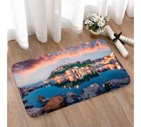 LMaFCaIGU Tapis de Porte Paillasson Interieur et Extérieur Antidérapant Absorbant,Port côtier perché sur Une Colline au Coucher du Soleil, mer Calme et miroitante,40x60cm