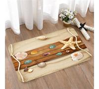 LMaFCaIGU Tapis de Porte Paillasson Interieur et Extérieur Antidérapant Absorbant, Quelques Objets Marins sur des Planches de Bois sur Fond sableux,40x60cm