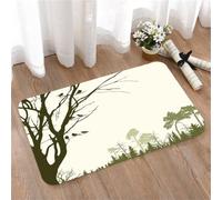 LMaFCaIGU Tapis de Porte Paillasson Interieur et Extérieur Antidérapant Absorbant,Scène de Nature en Silhouette volée d'oiseaux sur Un Arbre d'hiver, Horizon d'une forêt de conifères,40x60cm