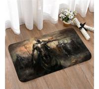 LMaFCaIGU Tapis de Porte Paillasson Interieur et Extérieur Antidérapant Absorbant,Seigneur de Guerre en Armure Sombre, brandissant Une épée et menant des Guerriers médiévaux,40x60cm