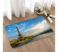 LMaFCaIGU Tapis de Porte Paillasson Interieur et Extérieur Antidérapant Absorbant,Tour Eiffel, Coucher de Soleil sur la Tour Eiffel et la Seine, avec des Nuages cotonneux à Paris,40x60cm