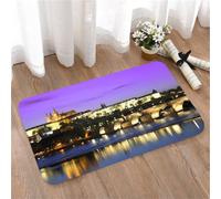 LMaFCaIGU Tapis de Porte Paillasson Interieur et Extérieur Antidérapant Absorbant,Vue Nocturne du château de Prague et du Pont Charles sur la Vltava,40x60cm
