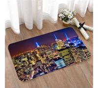 LMaFCaIGU Tapis de Porte Paillasson Interieur et Extérieur Antidérapant Absorbant,Vue panoramique de la Skyline de New York illuminée la Nuit - Immeubles de Grande Hauteur surplombant,40x60cm