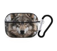 Lmage of Wolf in The Snow Coque rigide pour Airpod Pro Coque de protection complète contre les chutes avec porte-clés compatible avec AirPod Pro 2e/1ère génération, LED avant visible, noir