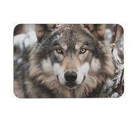 Lmage of Wolf in the Snow Diatom Mud Tapis de bain absorbant l'humidité et la saleté, paillasson avec dos en caoutchouc antidérapant, tapis de sol pour salle de bain, baignoire, douche, évier