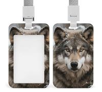 Lmage of Wolf in the Snow Porte-badge avec cordon amovible, étanche pour bureau, lieu de travail