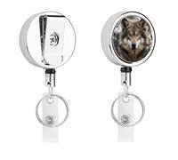 Lmage of Wolf in the Snow Porte-badge avec enrouleur rétractable, clip en acier inoxydable, porte-carte d'identité robuste pour le travail, les infirmières, les enseignants et la sécurité