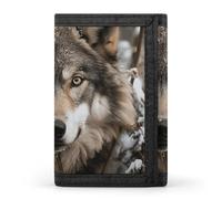 Lmage of Wolf in The Snow Portefeuille compact à trois volets avec porte-clés léger et durable pour l'extérieur, style, taille unique, classique