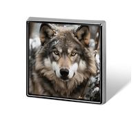 Lmage of Wolf in the Snow Suit Épinglette tendance pour homme et femme pour sac à dos Broche amusante en métal pour sac à dos Broche personnalisée pour sac à dos (carré)