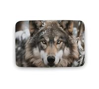 Lmage of Wolf in The Snow Tapis de sol antidérapant et absorbant pour salle de bain, cuisine, entrée, cuisine, tapis de porte durable et lavable pour décoration d'intérieur, 50 x 80 cm
