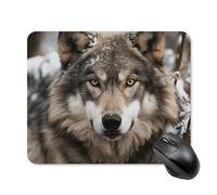 Lmage of Wolf in the Snow Tapis de souris avec bords cousus, tapis de souris en tissu lavable, tapis de souris en caoutchouc antidérapant, design parfait pour les jeux, ordinateur portable, travail de