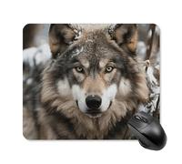 Lmage of Wolf in the Snow Tapis de souris avec bords cousus, tapis de souris en tissu lavable, tapis de souris en caoutchouc antidérapant, design parfait pour les jeux, ordinateur portable, travail de
