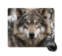 Lmage of Wolf in the Snow Tapis de souris avec bords cousus, tapis de souris en tissu lavable, tapis de souris en caoutchouc antidérapant, design parfait pour les jeux, ordinateur portable, travail de