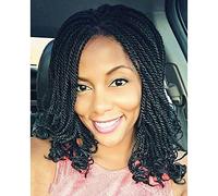 LMAHAP Perruques tressées Courtes pour Femmes Noires résistant à la Chaleur boîte au Crochet tressée Bob Perruque Africaine synthétique tressée Perruque Cheveux Bob