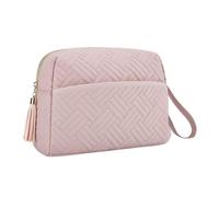 Lmaisdh Trousse de rangement de maquillage, trousse à maquillage avec grande ouverture, organiseur compact résistant à l'eau pour rouge à lèvres, fond de teint, rose/blanc, Refer to description,
