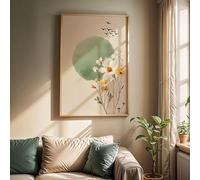 LMAIWANG 1 affiche murale abstraite botanique, style moderne vert sauge wabi-sabi, impression sur toile neutre pour la décoration du salon (80 x 120 cm/cadre intérieur)