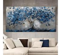 LMAIWANG 1 toile imprimée représentant un arbre abstrait moderne, décoration murale paysage bleu et blanc pour salon et chambre à coucher, grand poster (30 x 60 cm, cadre intérieur)