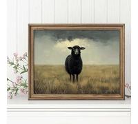 LMAIWANG 1 Toile imprimée vintage représentant un mouton noir - Décoration murale champêtre de style ferme, idéale pour le salon (20x30cm/sans cadre)