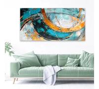 LMAIWANG Affiche abstraite moderne aux couleurs vertes et bleues, tableau sur toile abstrait vert, décoration murale pour la maison (80 x 150 cm, sans cadre)