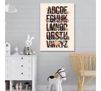 LMAIWANG Affiche alphabet dinosaure ABC sur toile, impression de lettres, décoration murale pour chambre d'enfant (20x30cm/cadre)