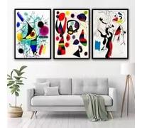 LMAIWANG Affiche de Joan Miró, peinture sur toile surréaliste moderne, reproduction d'art abstrait, tableau d'art mural pour la décoration du salon (80 x 120 cm x 3 / sans cadre)