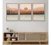 LMAIWANG Affiche décorative murale tendance, paysage de forêt au coucher du soleil, illustrations abstraites, style minimaliste moderne, pour salon (70 x 100 cm x 3 / cadre intérieur)