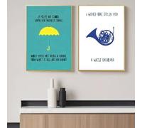 LMAIWANG Affiche minimaliste bleue de la série télévisée « How I Met Your Mother » avec parapluie jaune, décoration murale pour chambre (50 x 70 cm x 2 / cadre intérieur)