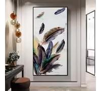 LMAIWANG Affiche sur toile représentant des plumes abstraites - Décoration murale élégante (60 x 120 cm/Cadre intérieur)