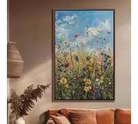 LMAIWANG Affiche sur toile représentant un champ de fleurs sauvages printanières, style floral et botanique vintage, décoration murale pour la maison ou la ferme (20x30cm/sans cadre)