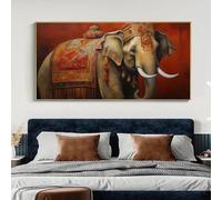 LMAIWANG Affiche vintage avec éléphant religieux ancien, peinture sur toile, décoration murale, 90 x 180 cm, sans cadre