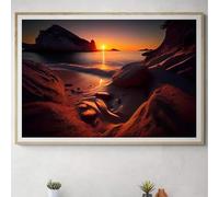 LMAIWANG Affiches et impressions modernes de paysage de plage tropicale, soleil couchant, impression sur toile, art mural, décoration, 70 x 100 cm, sans cadre