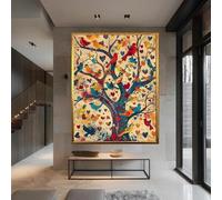 LMAIWANG Arbre de Vie, art populaire vintage, arbre en fleurs, affiche bohème sur toile, peinture, bureau, atelier, décoration intérieure (20x30cm/sans cadre)