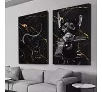 LMAIWANG Décoration murale Doberman Animal Noir Affiches et impressions modernes intéressantes pour la maison, salon, chambre (40x60cmx2/sans cadre)