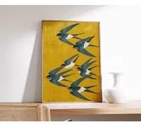 LMAIWANG Décoration murale minimaliste style japonais représentant un vol d'hirondelles, idéale pour le salon ou l'entrée (70 x 100 cm/cadre)