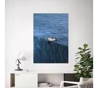 LMAIWANG Décoration murale représentant un bateau côtier et une falaise, tableau d'art minimaliste traditionnel pour la maison, le bureau, le bar, le clubmurs tables (70 x 100 cm/sans cadre)