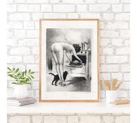 LMAIWANG Dessin au trait féminin, peinture murale sur toile, abstrait, nu, cuisine, avec impression, croquis sexy, affiche, décoration d'intérieur, cadre 50 x 70 cm