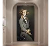 LMAIWANG Earl of the Goat Creative Animal Oil Painting Print On Canvas Art Postes Nordic Retro Decor Pictures For Living Room Cuadros (550x110cm/Cadre)