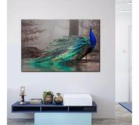LMAIWANG Élégants tableaux muraux de paons bleus - Décoration murale - Magnifiques affiches et impressions d'animaux paon pour la décoration murale du salon (70x100cm/sans cadre)
